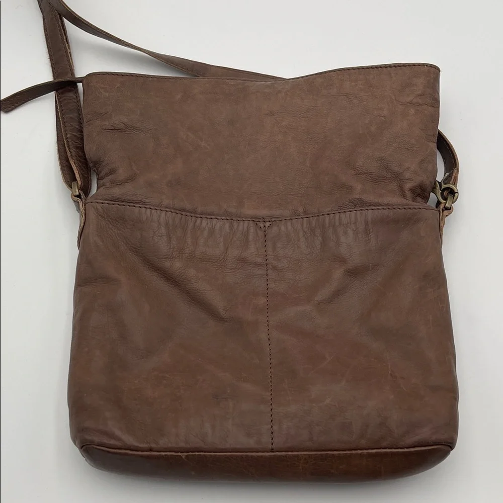 FRYE AND CO. Brown Leather Crossbody with Stud Accents